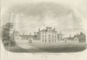 Stafford - Union Workhouse: sepia-tegning av John Buckler