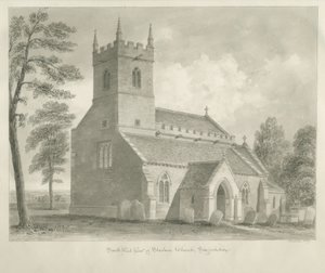 Standon kirke: sepia-tegning av John Buckler