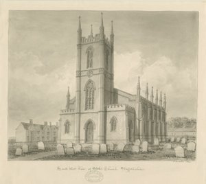Stoke-upon-Trent Church [Ny]: sepia-tegning av John Buckler