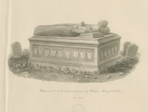 Stone Church - [Tomb of William Crompton]: sepia-tegning av John Buckler