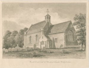 Stretton Church: sepia-tegning, 1842 av John Buckler