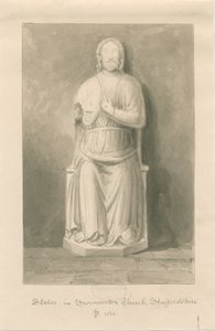 Swynnerton Church - Statue av Jesus Kristus: sepia vask tegning av John Buckler