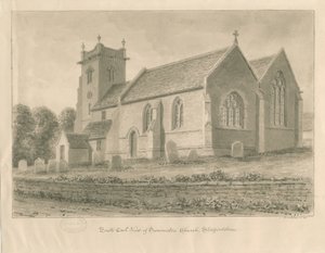 Swynnerton Church: sepia-tegning, 1841 av John Buckler
