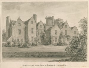 Tamworth - The Moat House: sepia-tegning av John Buckler
