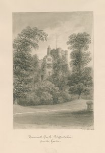 Tamworth Castle: sepia vask tegning av John Buckler