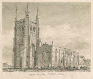 Tamworth Church: sepia-tegning av John Buckler