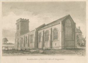 Tatenhill Church: sepia vasketegning av John Buckler
