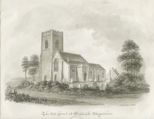 Den gamle kirken i Biddulph, Staffordshire, 1844 av John Buckler