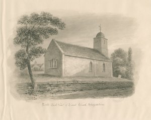 Tixall kirke: sepia vasketegning, nd [?1841] av John Buckler