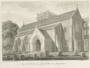 Trentham - New Church: sepia-tegning, 1844 av John Buckler