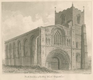 Tutbury Priory Church: sepia-tegning av John Buckler