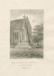 Walton-on-the-Hill Church - Kirkegårdskors: sepia-tegning av John Buckler
