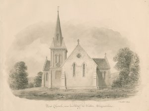 Walton-on-the-Hill Church: sepia-tegning, 1842 av John Buckler