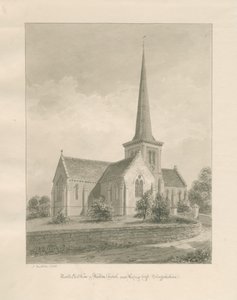 Walton-on-the-Hill Church: sepia vask tegning av John Buckler