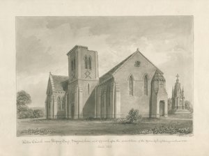 Walton-on-the-Hill Church: sepia vasketegning, 1844 av John Buckler