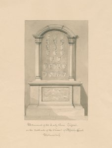Westmorland - Appleby Church - Monument til Lady Anne Clifford: sepia-tegning, 1800