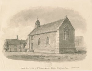 Wheaton Aston Chapel: sepia vask tegning av John Buckler