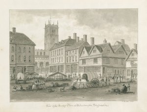 Wolverhampton - Market Place: sepia-tegning av John Buckler