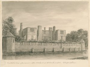 Wolverhampton - The Old Hall: sepia-tegning, 1837 av John Buckler