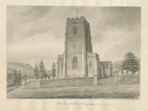 Worcestershire - Clent Church: sepia-tegning av John Buckler