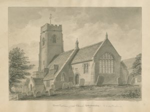 Worcestershire - Clent Church: sepia-tegning, 1847 av John Buckler