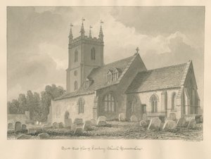 Worcestershire - Hanbury Church: sepia-tegning, 1833 av John Buckler
