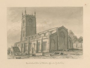 Yorkshire - Skipton Church: sepia-tegning, 1818 av John Buckler