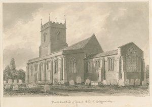 Yoxall kirke: sepia tegning av John Buckler