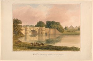 Vestutsikt over Bridge ved Blenheim, Oxfordshire av John Buckler, F.S.A.