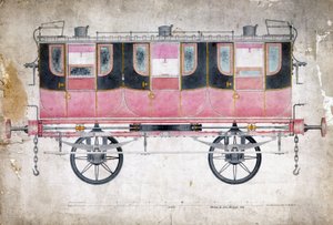 Manchester & Leeds Railway førsteklasses vogn, ca. 1844 av John Burgess
