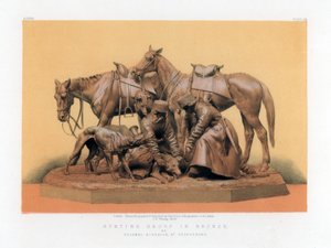 Jaktgruppe i bronse, 1800-tallet. av John Burley Waring