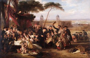 The Greenwich Pensioners Commemorating Trafalgar, ca. 1835 (olje på panel)