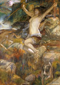 Diana of the Hunt, 1901 (wc på papir) av John Byam Liston Shaw