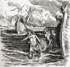 The Landing of the Jutes at the Isle of Thanet, Kent, England, 449 AD, fra boken 