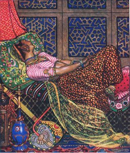Zira i fangenskap, illustrasjon fra The Garden of Kama (og andre tekster fra India), 1920 av John Byam Liston Shaw