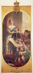 Dronning Victoria (1819-1901) med Albert Edward, prinsen av Wales, Victoria, Princess Royal og andre medlemmer av kongefamilien, 1864 av John Calcott Cope