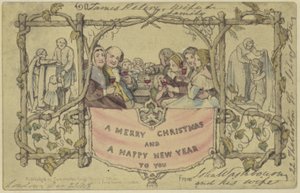 Faksimilegjengivelse av det første julekortet av John Callcott Horsley