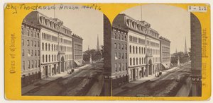 Utsikt over Crosbys operahus før brannen i Chicago i 1871