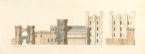 North Aspects of Lea Castle og West Aspect of Wolverley, Cookley, Worcestershire, ca. 1816. av John Carter.