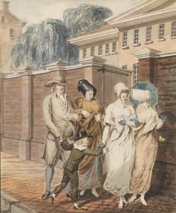 Søndag morgen foran Arch Street Meeting House, Philadelphia, 1811-ca. 1813. av John Carter.