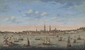 Et østperspektivvisning av Philadelphia, 1778 av John Carwitham