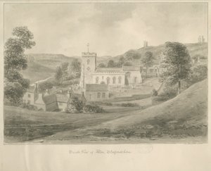 Alton - Kirke og hus: sepia-tegning av John Chessell Buckler