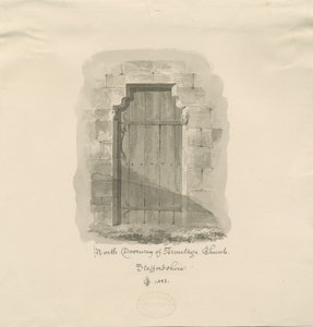 Armitage Church - North Doorway: sepia-tegning, 1823 av John Chessell Buckler