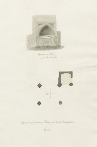 Dieulacres Abbey: sepia-tegning av John Chessell Buckler