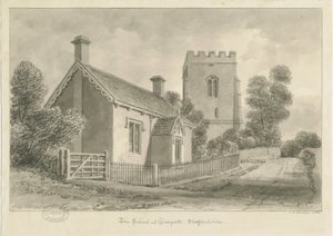 Draycott in the Moors - School: sepia-tegning, 1841 av John Chessell Buckler