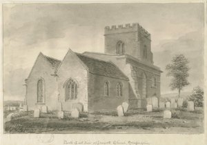Draycott in the Moors Church: sepia-tegning, 1841 av John Chessell Buckler