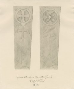 Enville kirke - Gravsteiner: sepia tegning av John Chessell Buckler