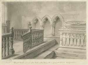 Interiør av Draycott i Moors Church: sepia-tegning, 1841 av John Chessell Buckler