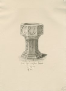 Lichfield - Font i St. Chad's Church: sepia-tegning
