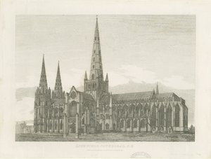 Lichfield Cathedral - South East View: gravering, og [c 1820] (trykk)